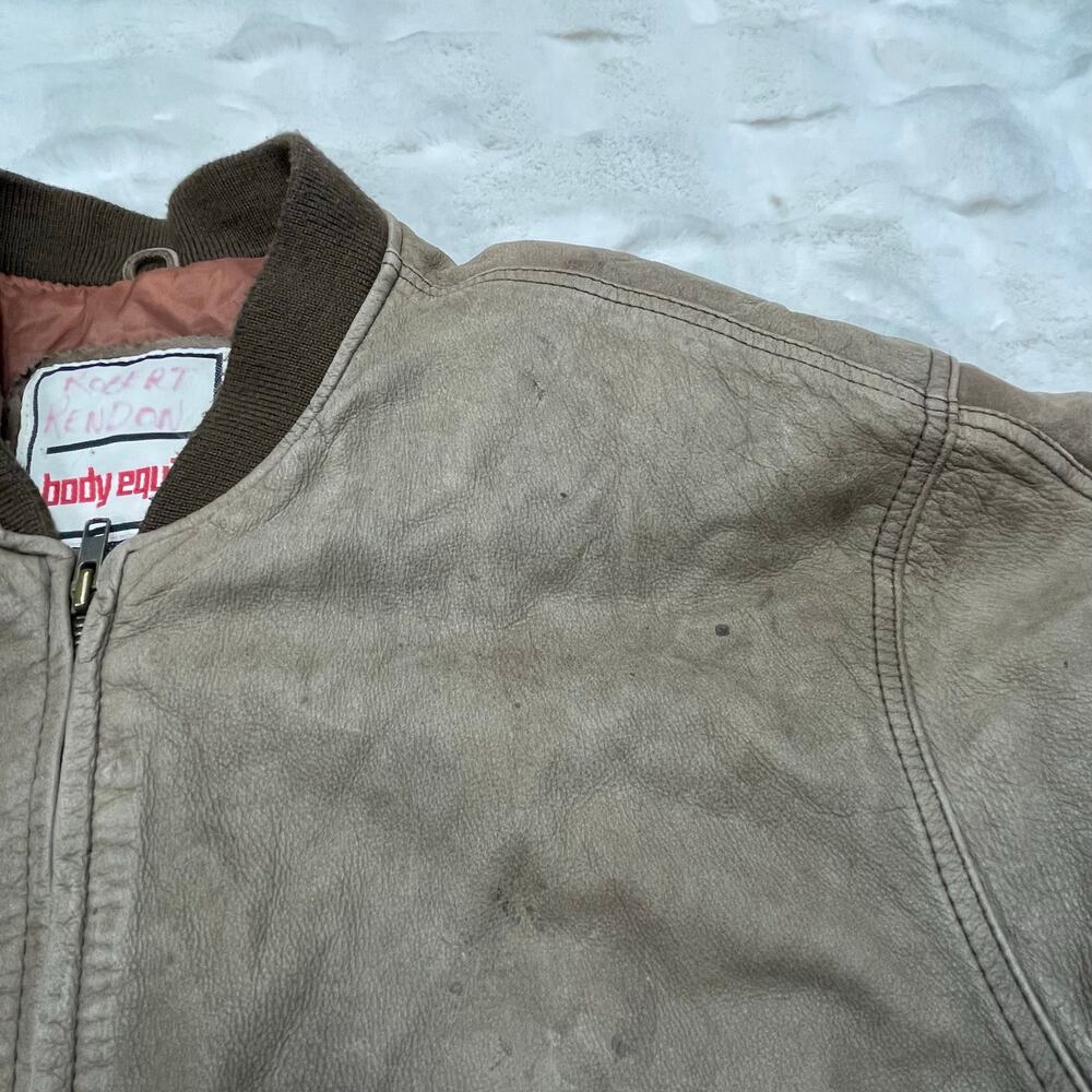 🔥VTG 90s Body Equip Suede Leather Distressed Rusty Bomber Jacket Men’s L- XL - Picture 10 of 16